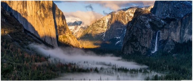 abendnebel im yosemite nationalpark