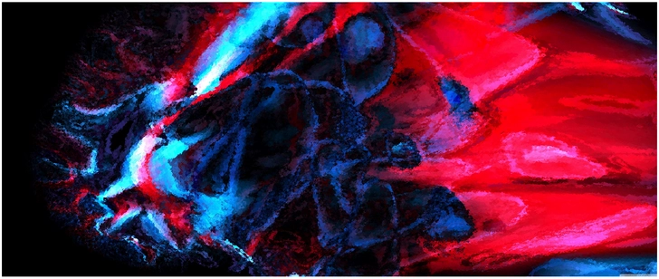 abstrakte digitale grafik in rot und blau