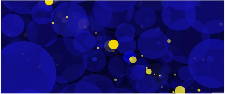 abstrakte digitale grafik mit blauen und gelben kreisen
