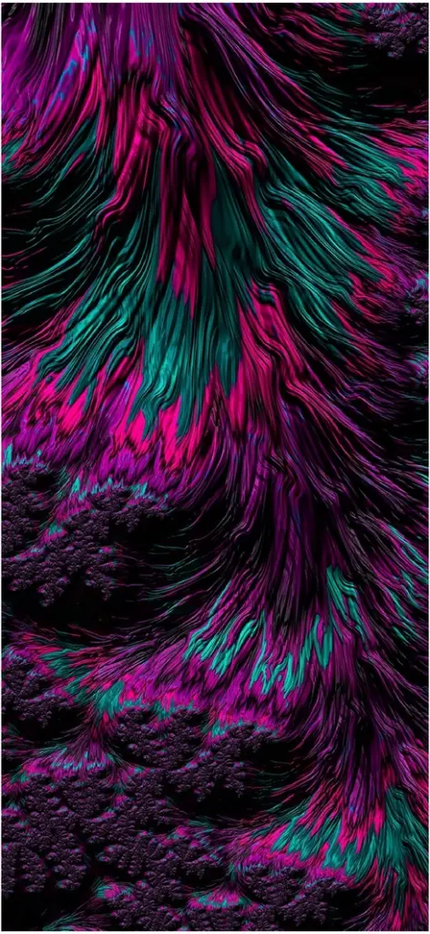 abstrakte digitale grafik mit lila und tuerkisen wellen