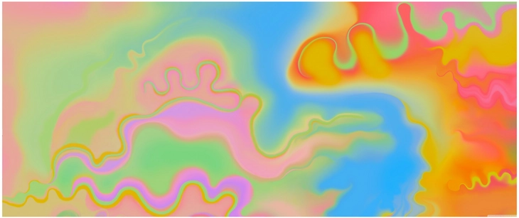 abstrakte digitale grafik mit sanften farben und fliessenden formen