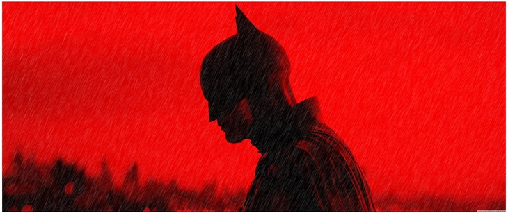 batman silhouette roter hintergrund mit regen