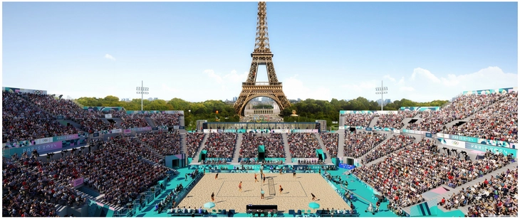 beachvolleyball eiffelturm olympische spiele paris