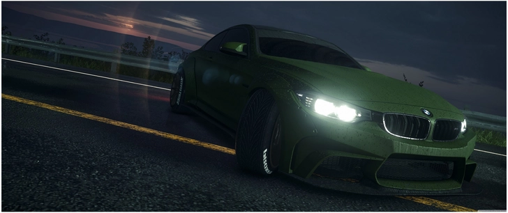 bmw m4 gruen nasser strasse dae mmerung