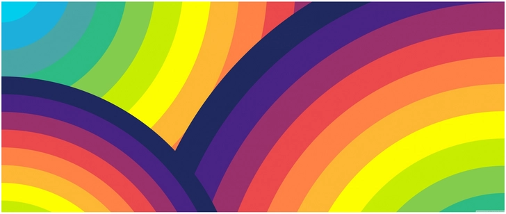 bunte abstraktion mit regenbogenboegen als digitale grafik