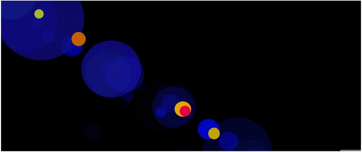 bunte digitale grafik mit kreisen und bokeh effekten