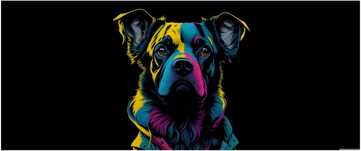 bunter hund in digitaler illustration