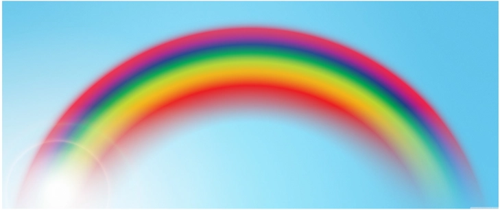 bunter regenbogen ueber klaerem himmel