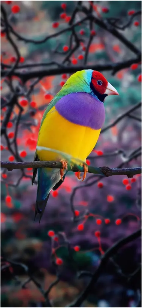 bunter vogel auf einem ast in der natur