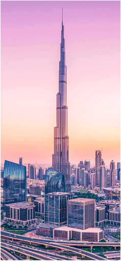burj khalifa bei sonnenuntergang in dubai