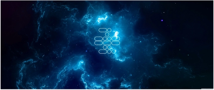 digitale grafik kosmischer nebel und logo