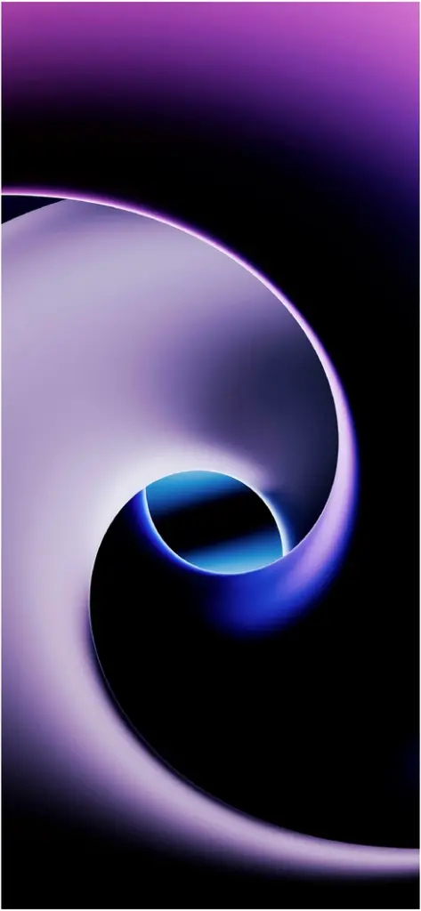 digitale grafik mit spiralfoermigen linien in lila und blau