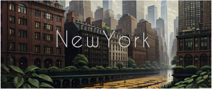 digitale illustration new york architektur und natur