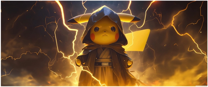 dramatische pokemon illustration mit elektrischen effekten