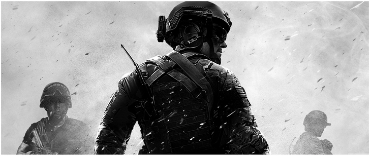 dramatische schwarzweiss darstellung militaer soldaten auf einsatz