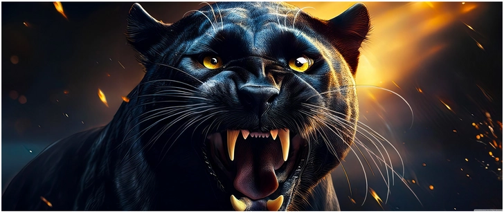 dramatisches bild eines bruellenden panthers in digitaler grafik