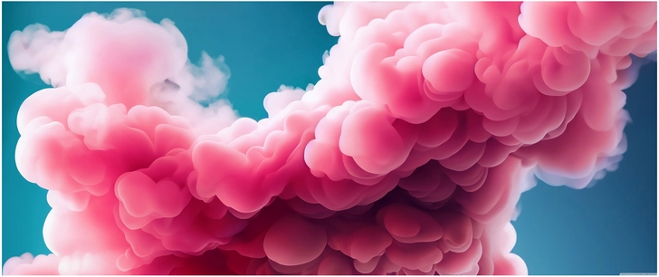 dynamische wolkenformation in rosa und blau