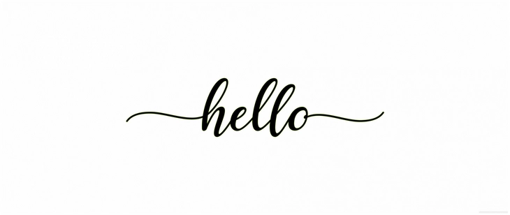 elegante schriftzug hello auf weiss hintergrund