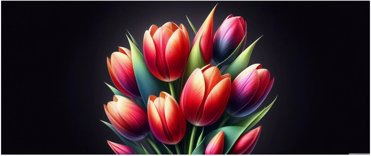 farbenfrohes tulpen bouquet in digitaler grafik