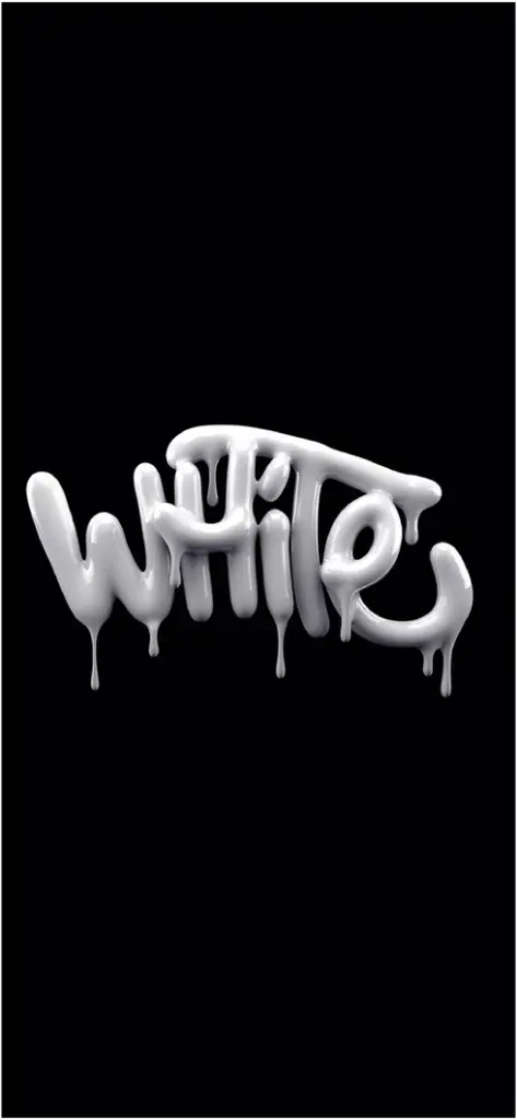fluessiger schriftzug white auf schwarzem hintergrund