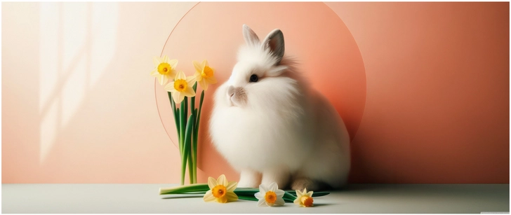 fluffy hase osterglocken sanfter hintergrund