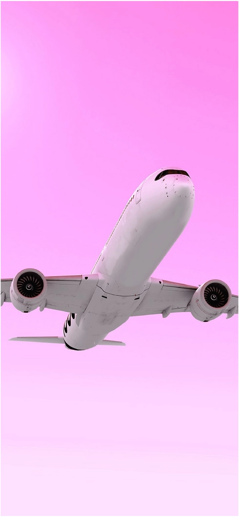 flugzeug-fliegt-durch-pinken-himmel