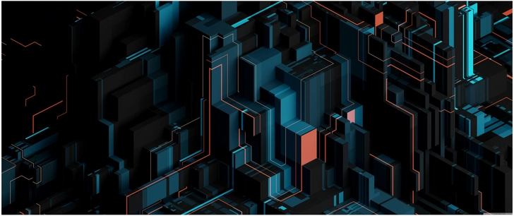 futuristische geometrische formen in digitaler grafik