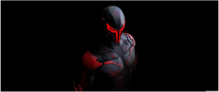 futuristischer charakter rotes schwarzes design