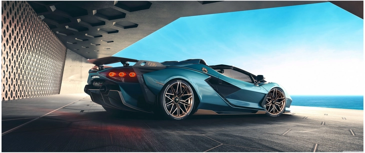 futuristisches auto moderne architektur im hintergrund