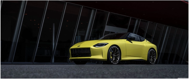 gelbes sportauto moderne architektur dynamisch elegant