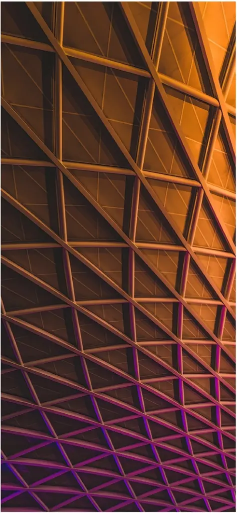 geometrische architektur mit warmen farben in digitaler grafik