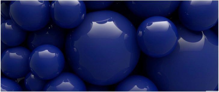 glaenzende blaue kugeln in digitaler grafik