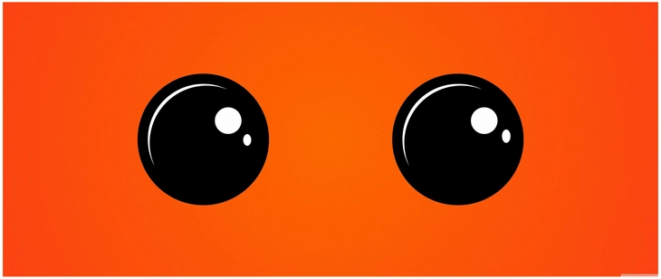 grosse augen auf leuchtend orange background
