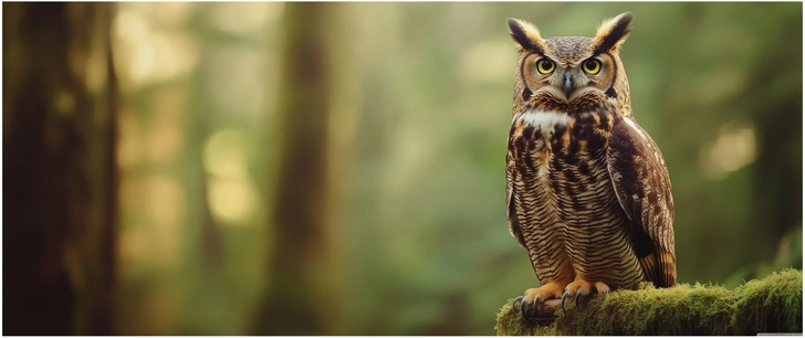 grosse hornowl im wald sitzend