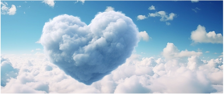 herzfoermige wolke im blauen himmel