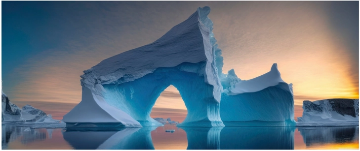 imposante eisbergformation im sonnenuntergang