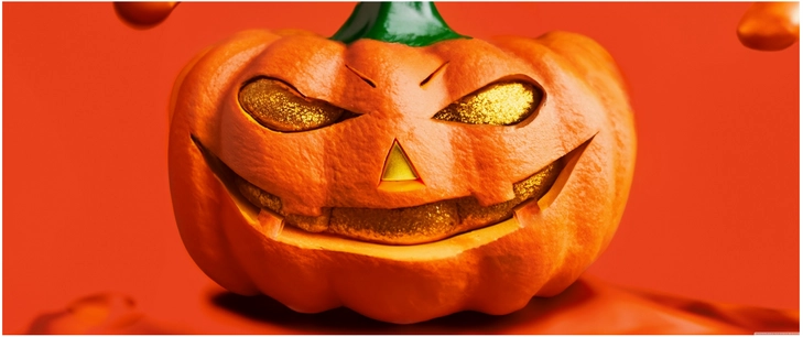 kreativer halloween kuerbis mit grimmigem gesicht