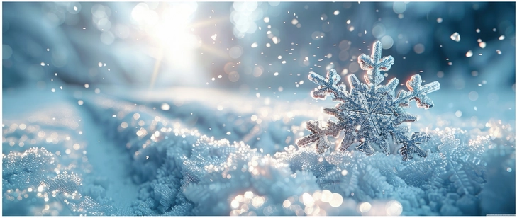 kristallklare schneeflocke auf schneebedecktem boden