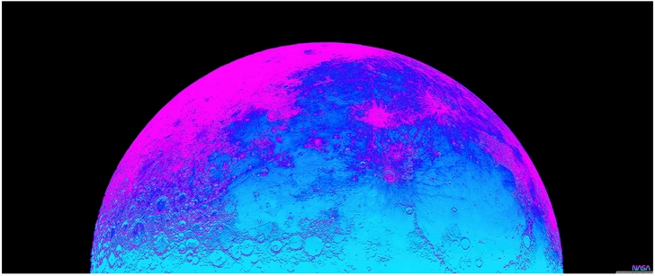lebendige darstellung eines himmelskoerpers in pink und blau