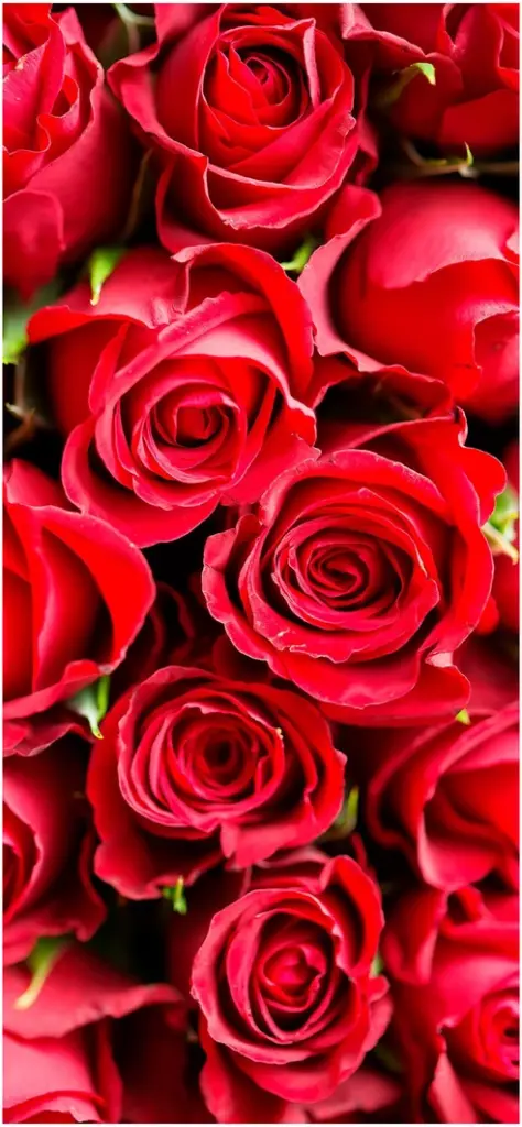 leuchtende rote rosen in voller bluete