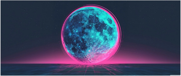 leuchtender mond im futuristischen stil