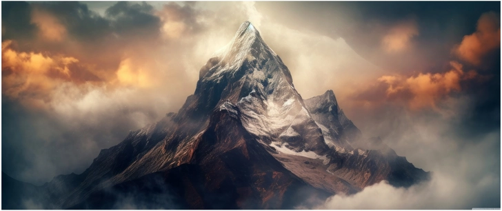 majestetischer berggipfel im wolkenmeer