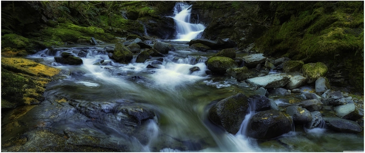 malerischer wasserfall in ueppiger natur
