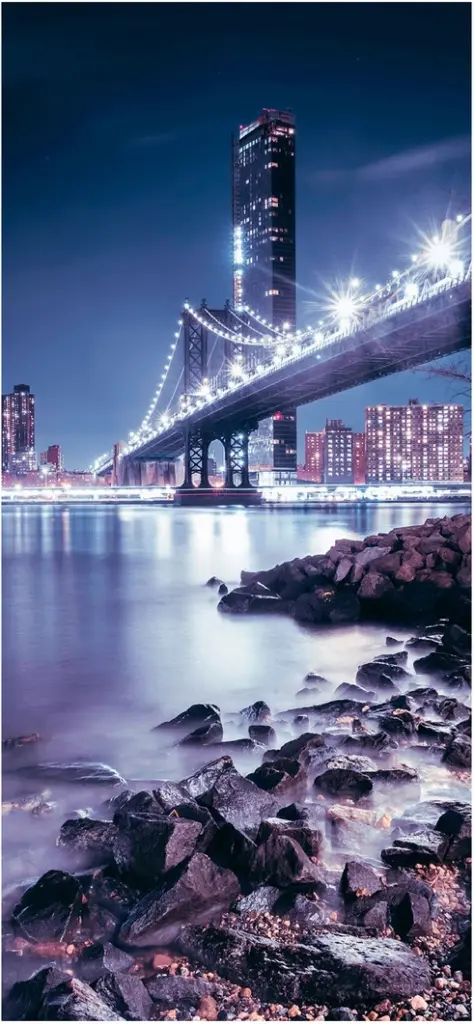 manhattan bruecke bei nacht mit staedte atmosphaere