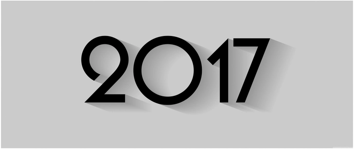 minimalistische darstellung der zahl 2017 in schwarz und grau