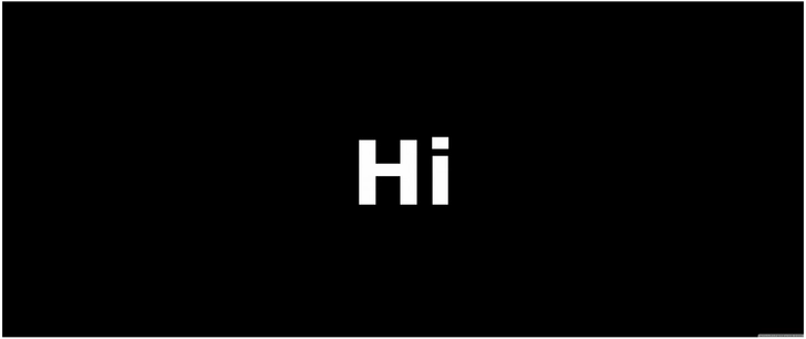 minimalistische digitale grafik mit hi auf schwarzem hintergrund