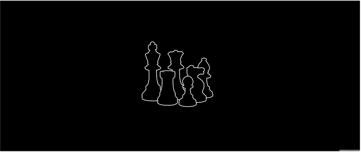 minimalistische schachfiguren auf schwarz