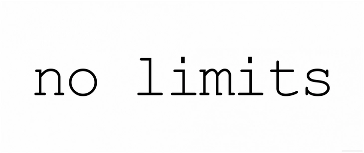 minimalistische schwarzweiss grafik mit botschaft no limits