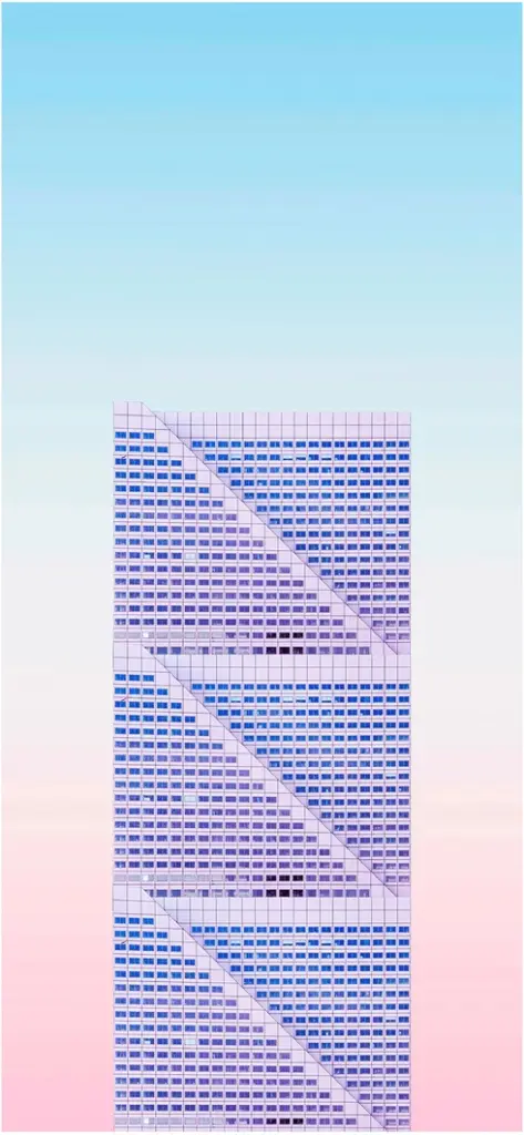 moderne architektur geometrisches design blau lila sanfter farbverlauf
