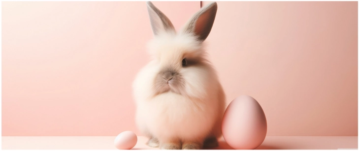 niedlicher hase rosa ostereier pastellfarben hintergrund